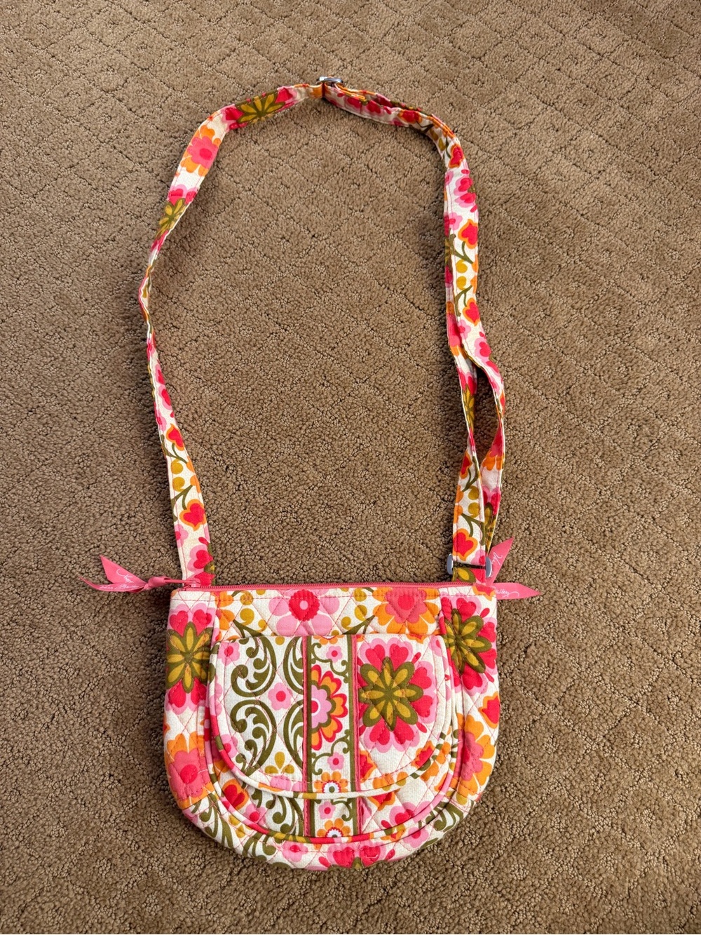 Vera Bradley Mod Pink Floral Crossbody Quilted Bag Y2K